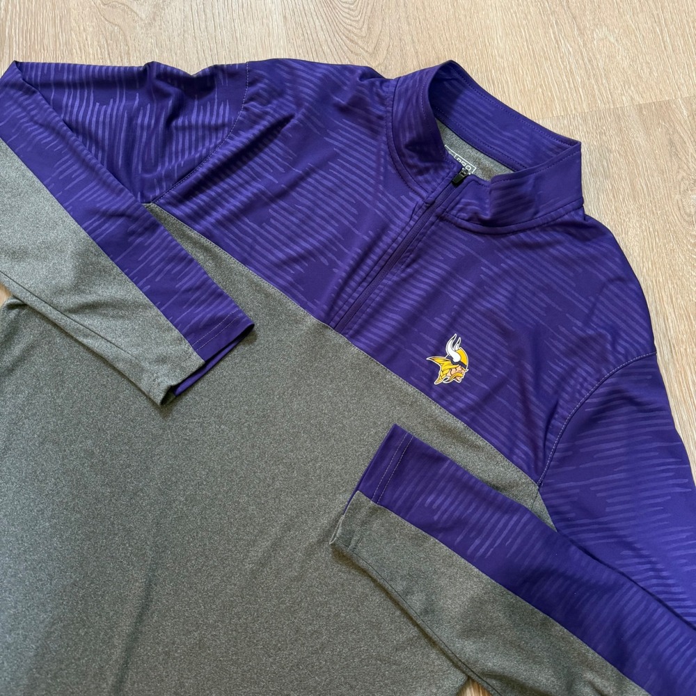 NFL Pro Line Fanatics Minnesota Vikings Quarter Zip Mens XL Gray Purple Pullover